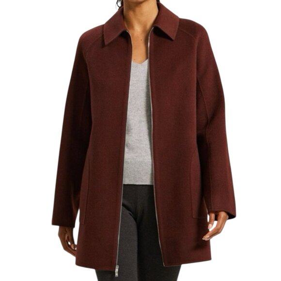 $695 Theory Clean Caban Double Face Coat Size S Wool Cashmere Cabernet Full Zip - Picture 1 of 15